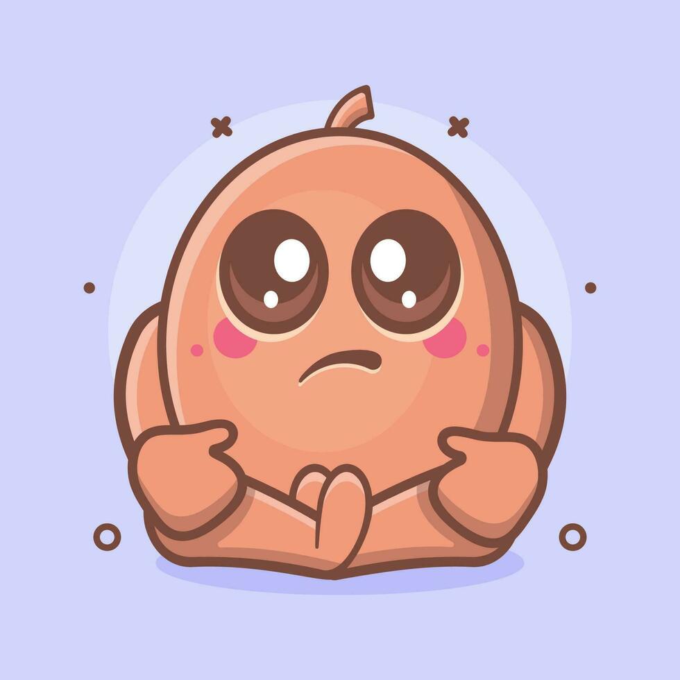 kawaii kiwi fruit character mascot with sad expression isolated cartoon in flat style design vector