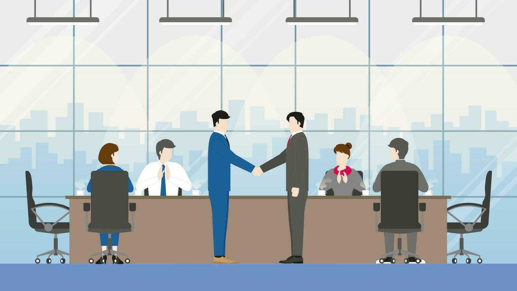 Business partner concept. Joint venture in conference vector