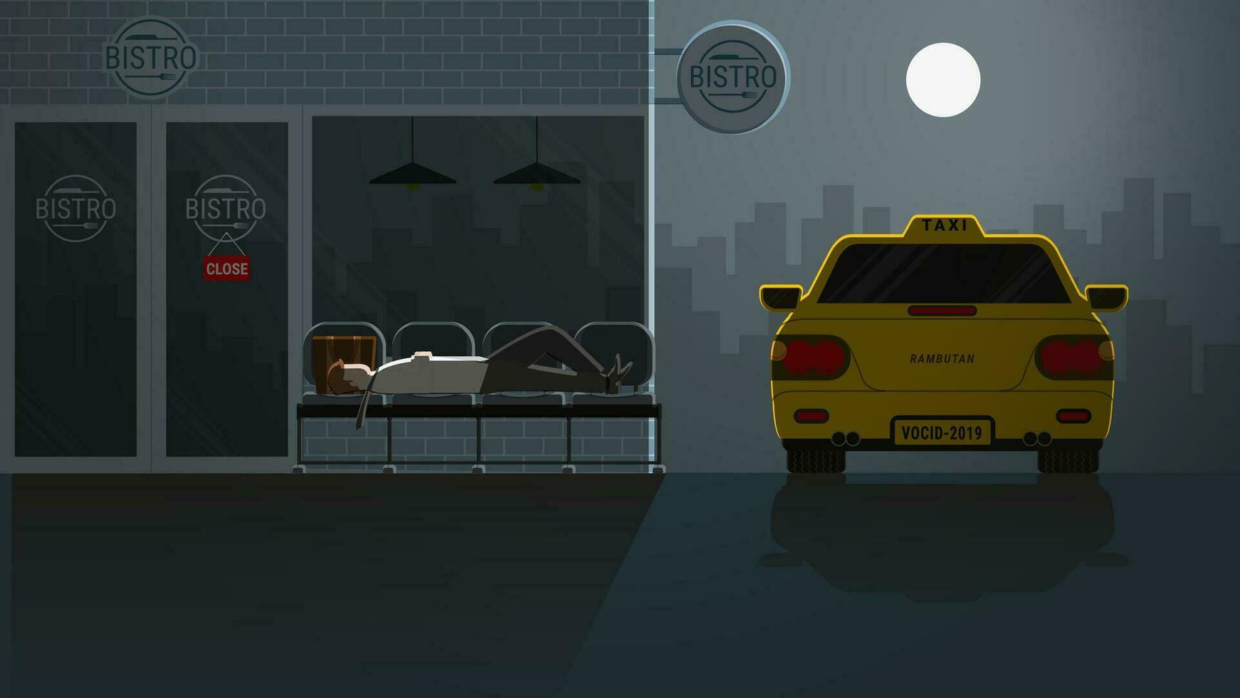 Asian Office people drunk and sleep waiting for taxi public transportation vector