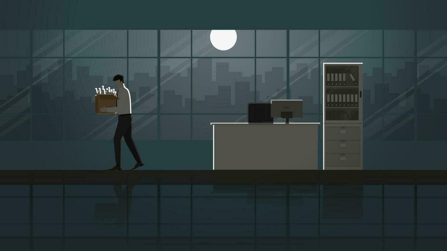 Layoff unemployed and fired business people leaving from his office vector