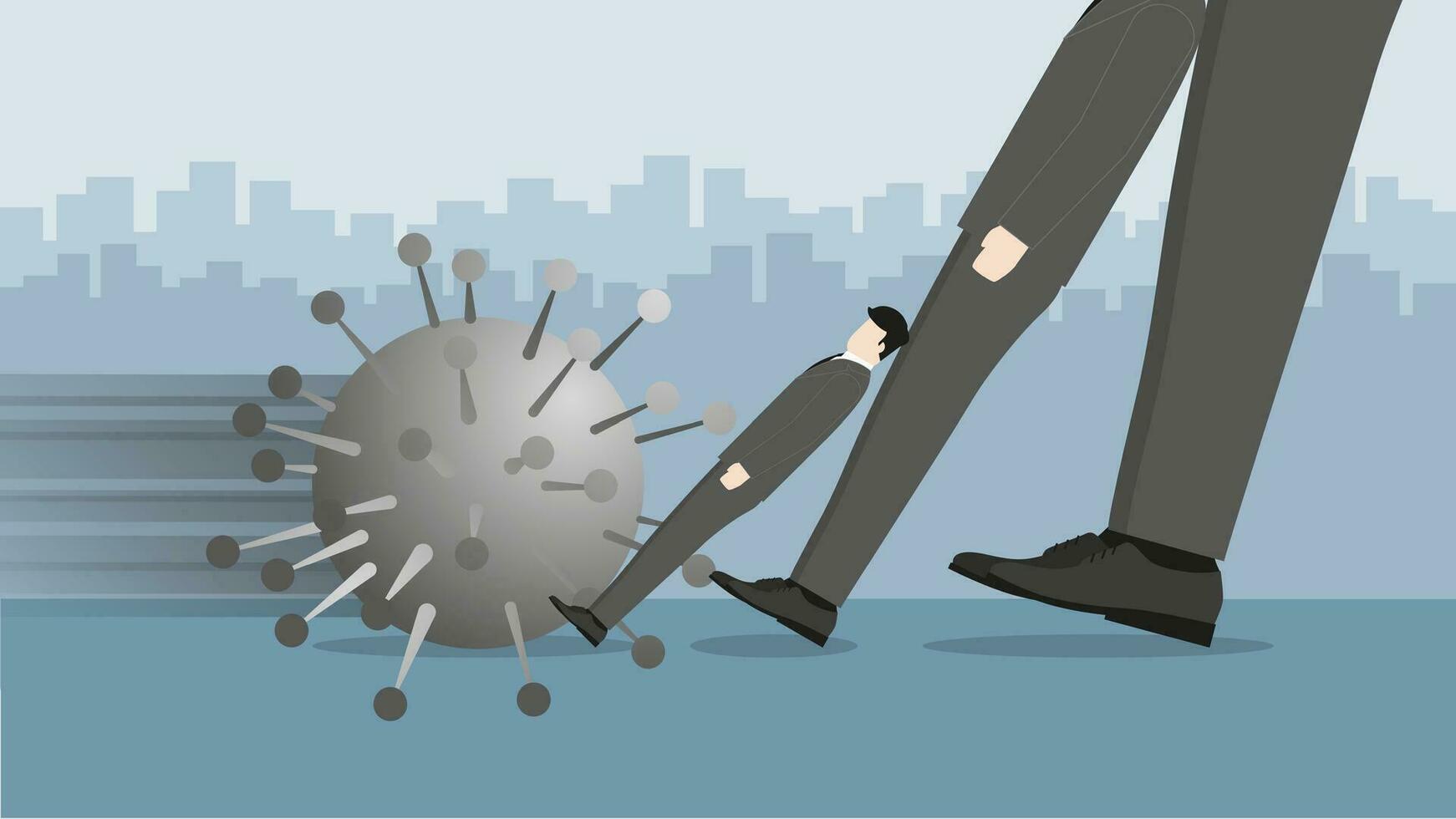 Businessmen falling down like domino from economic impact vector