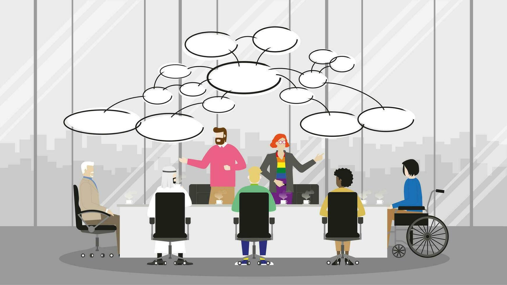 Diversity occupation of business people brainstorming meeting in office space vector