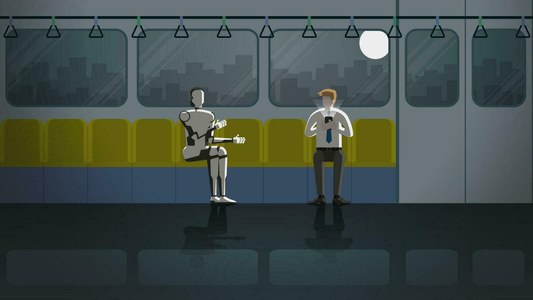 In the future, cyborgs will be a part of people's daily life. vector