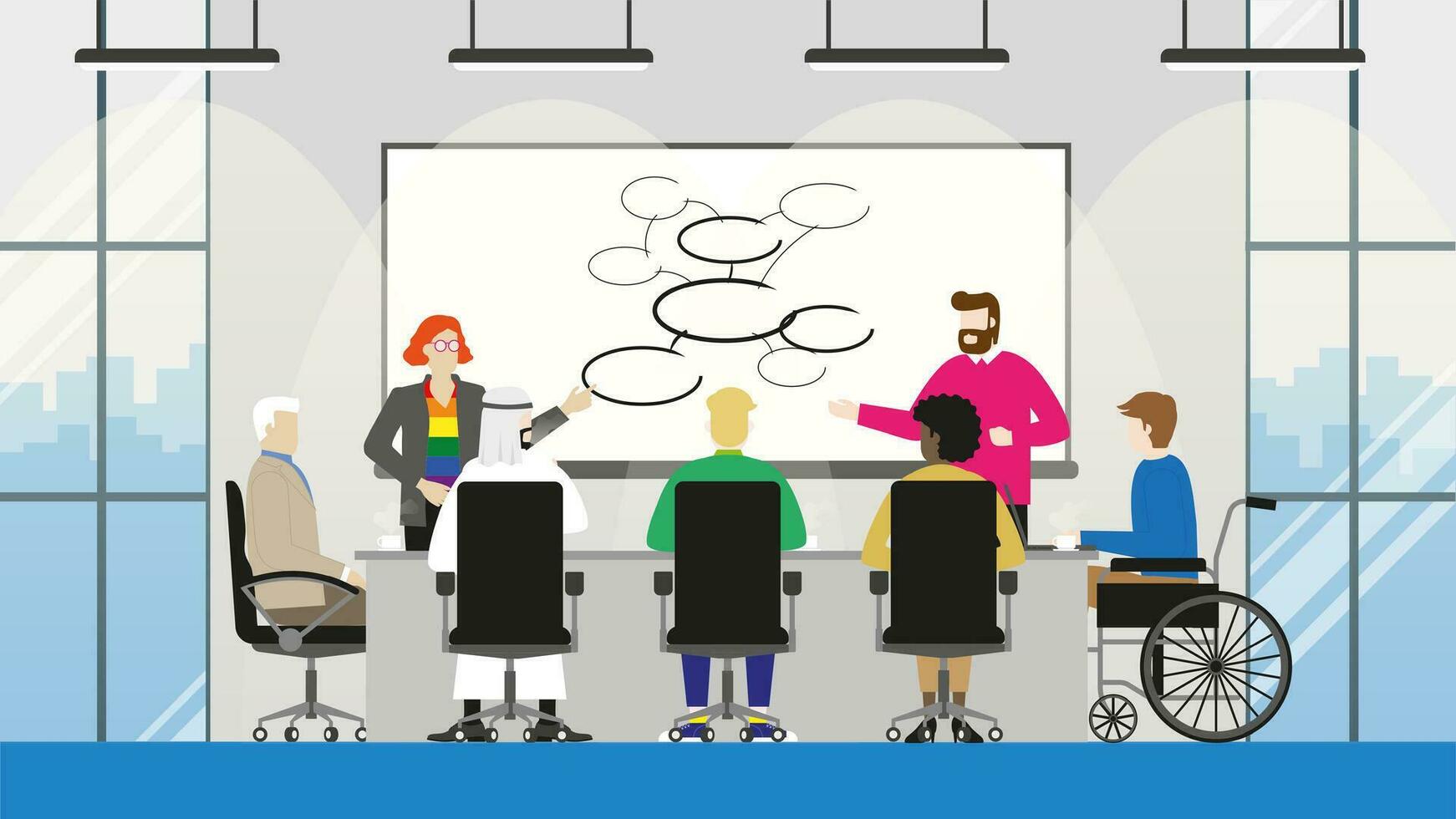 ollaboration process multicultural skill of diverse employee brainstorming vector