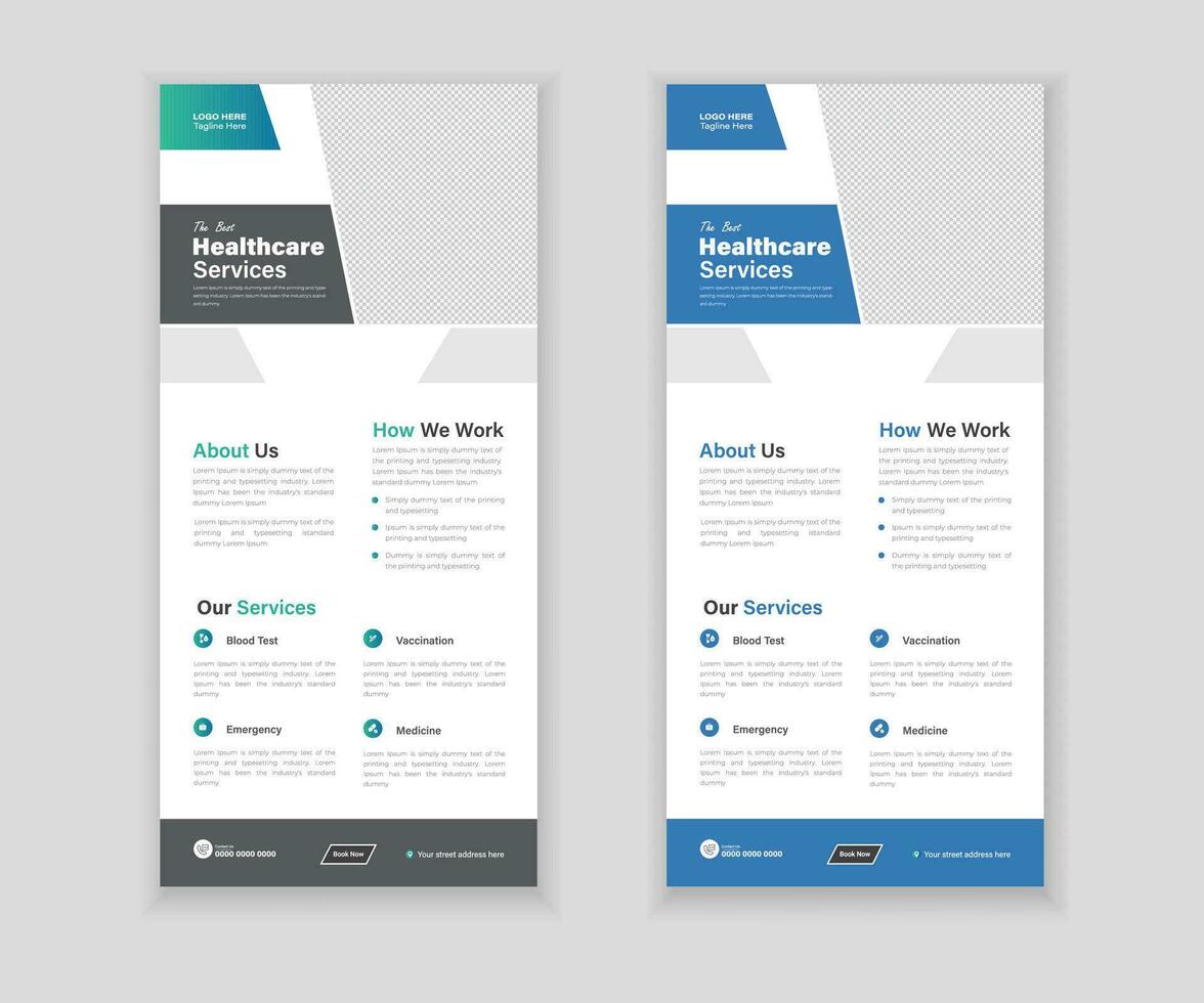 Medical Roll-Up Or Dl Flyer and Rack Card Design Template For Your Business vector