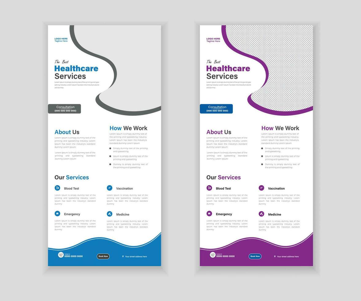 Medical Roll-Up Or Dl Flyer and Rack Card Design Template For Your Business vector