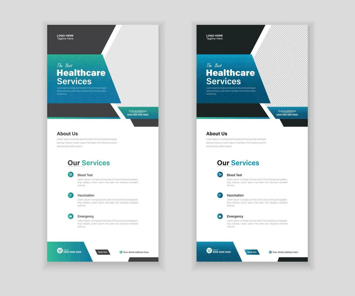 Medical Roll-Up Or Dl Flyer and Rack Card Design Template For Your Business vector
