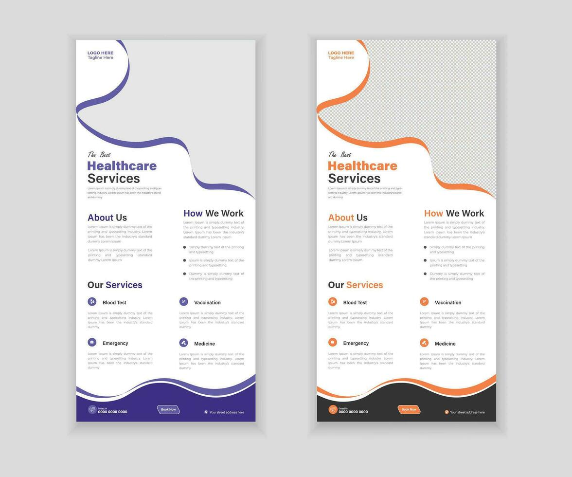 Medical Roll-Up Or Dl Flyer And Rack Card Design Template For Your Business vector