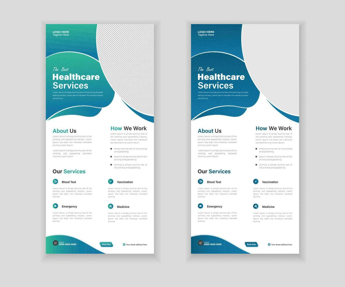 Medical Roll-Up Or Dl Flyer And Rack Card Design Template For Your Business vector