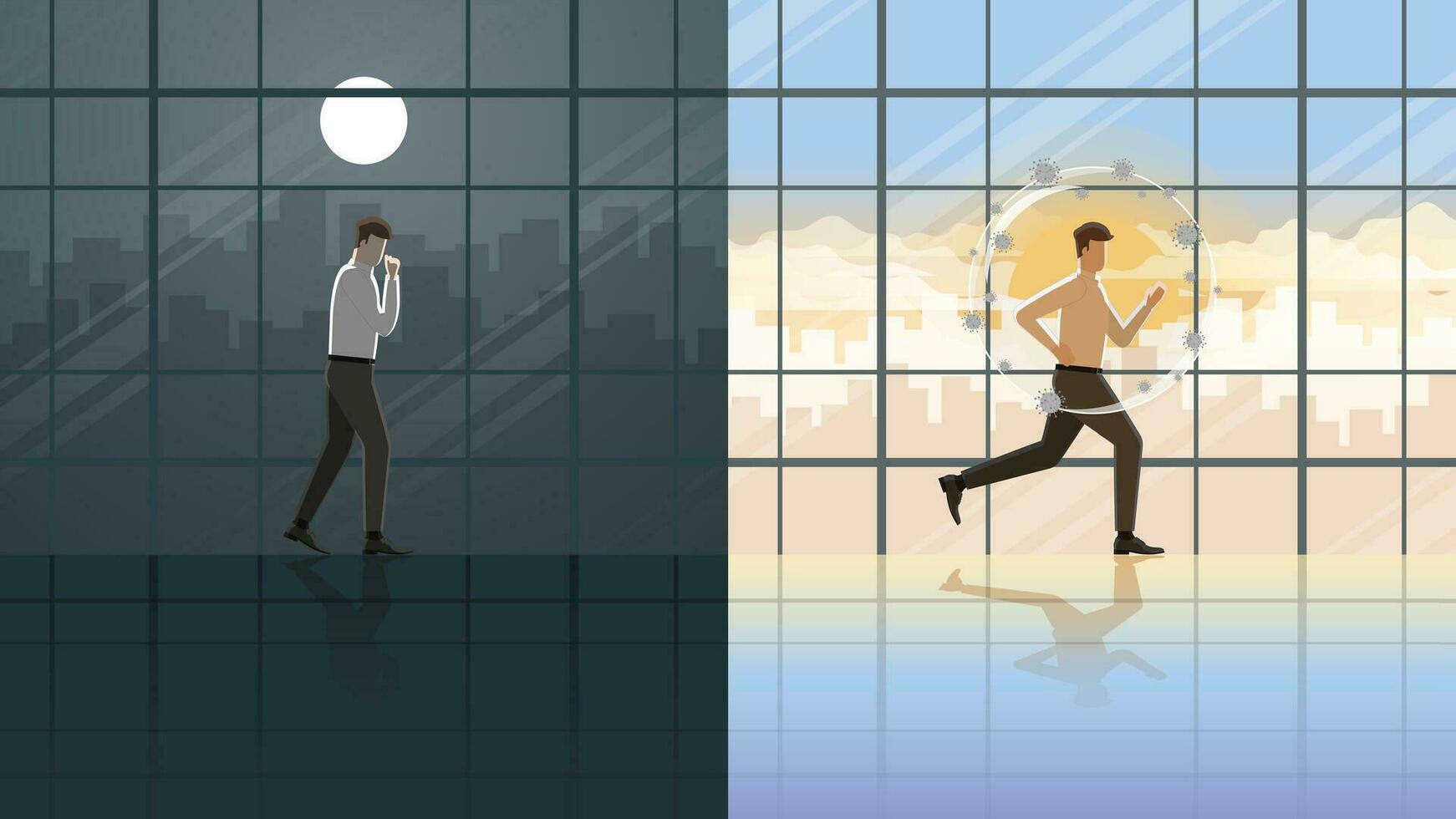 Day, night and vaccination concept vector
