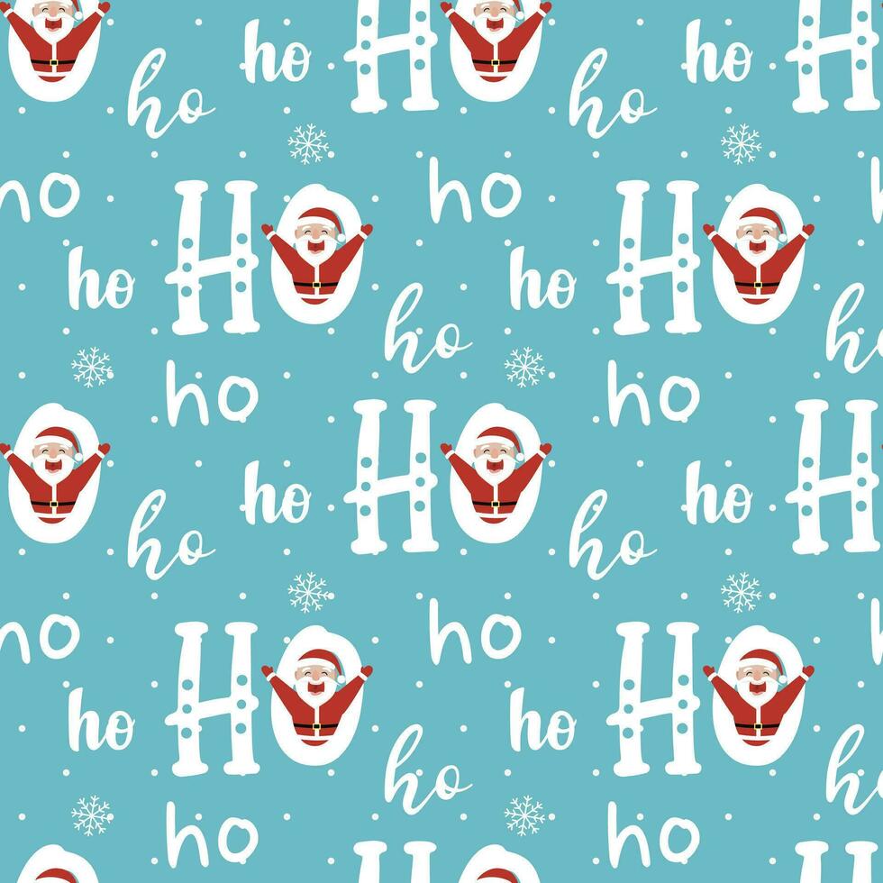 Ho-ho-ho-ho-seamless pattern. Funny Christmas background for gift wrapping. vector