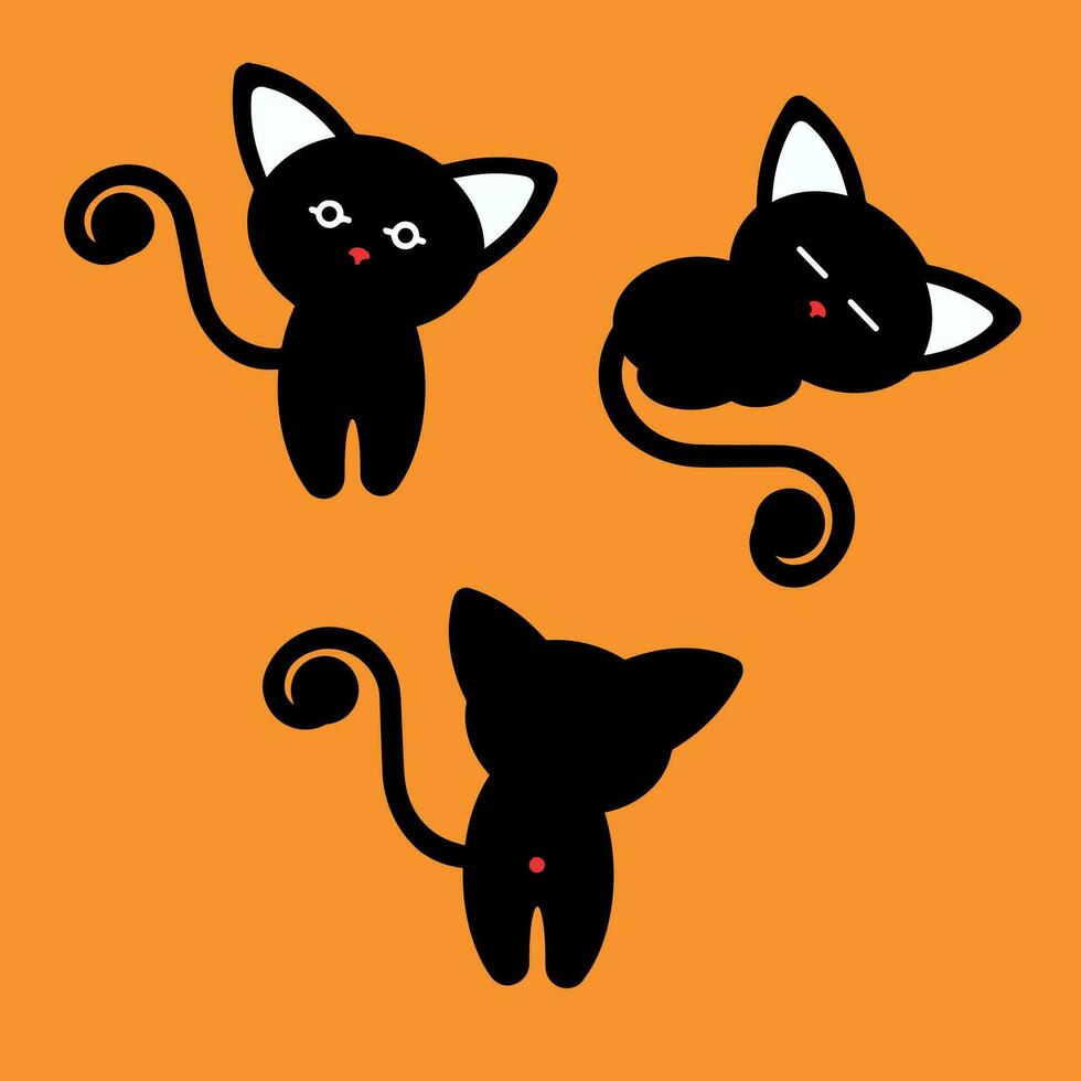 linda negro gatos vector