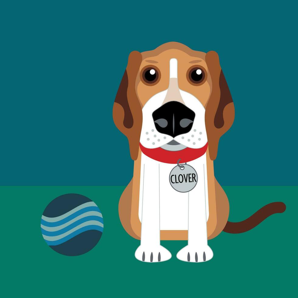 beagle y pelota vector