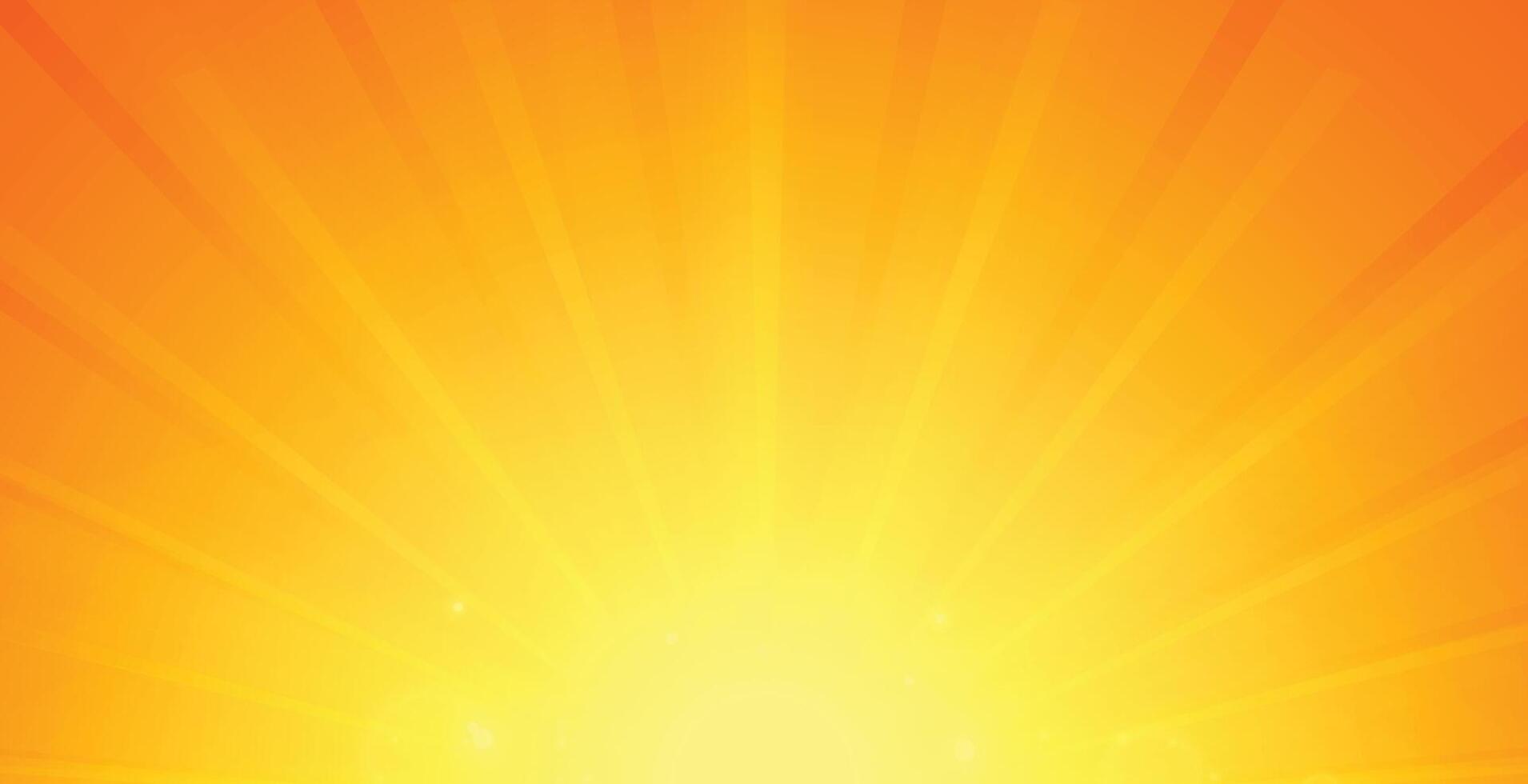 Sunburst background with orange sun rays vector illustration