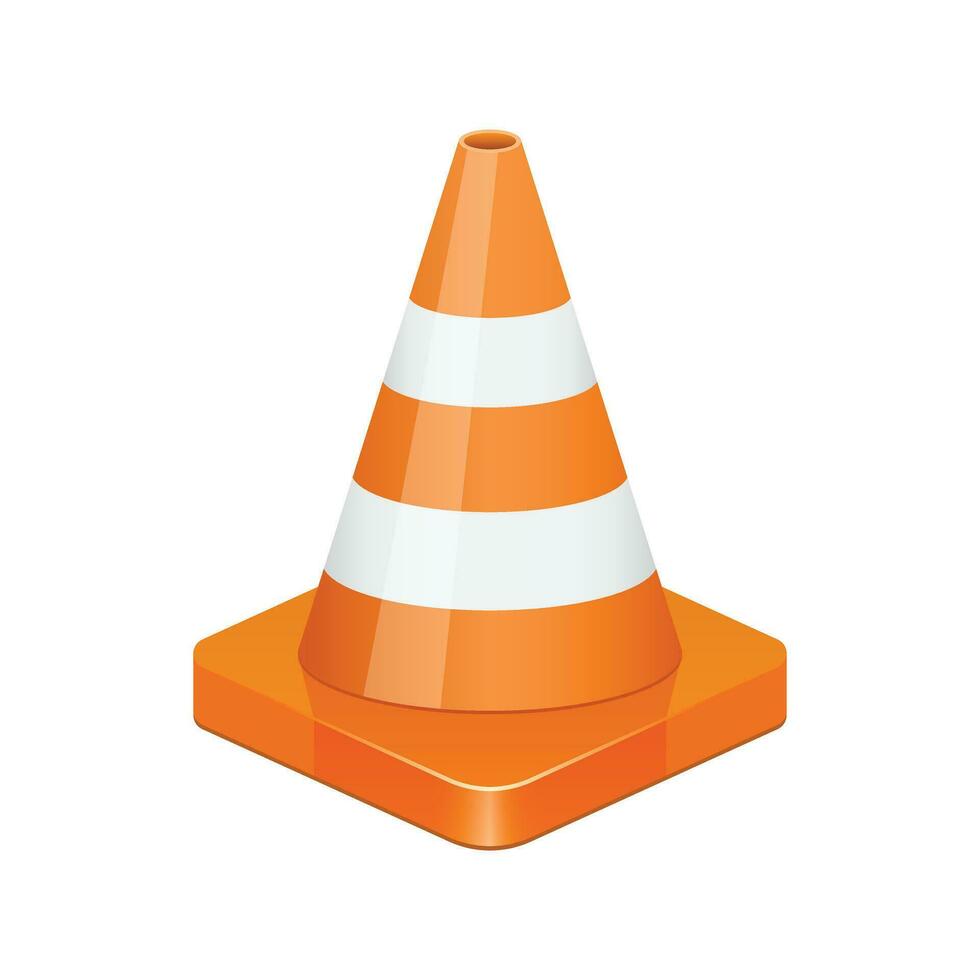 Traffic cone icon in flat style. Safety obstacle vector illustration on isolated background. Construction barrier sign business concept.