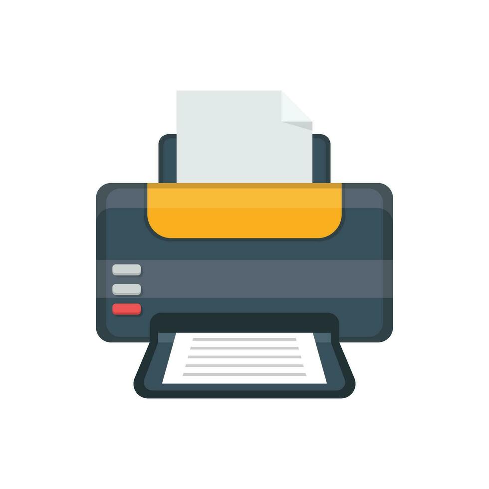 impresora icono en plano estilo. oficina máquina vector ilustración en aislado antecedentes. imprimir firmar negocio concepto.