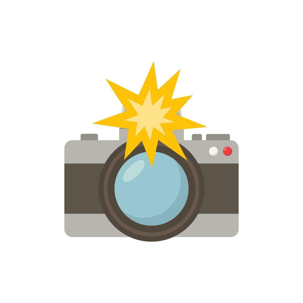 Camera icon in flat style. Photography vector illustration on isolated background. Photo sign business concept.