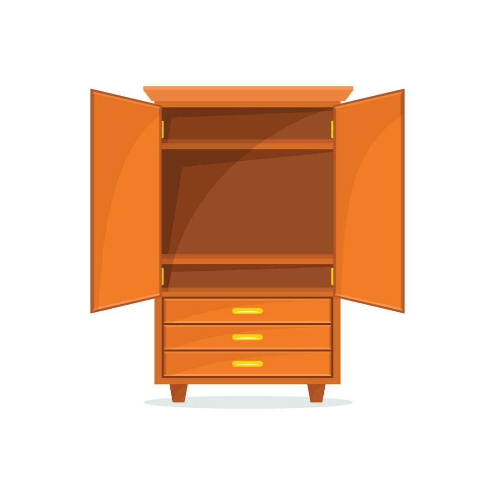 Cupboard icon in flat style. Wardrobe storage vector illustration on isolated background. Drawer cabinet sign business concept.