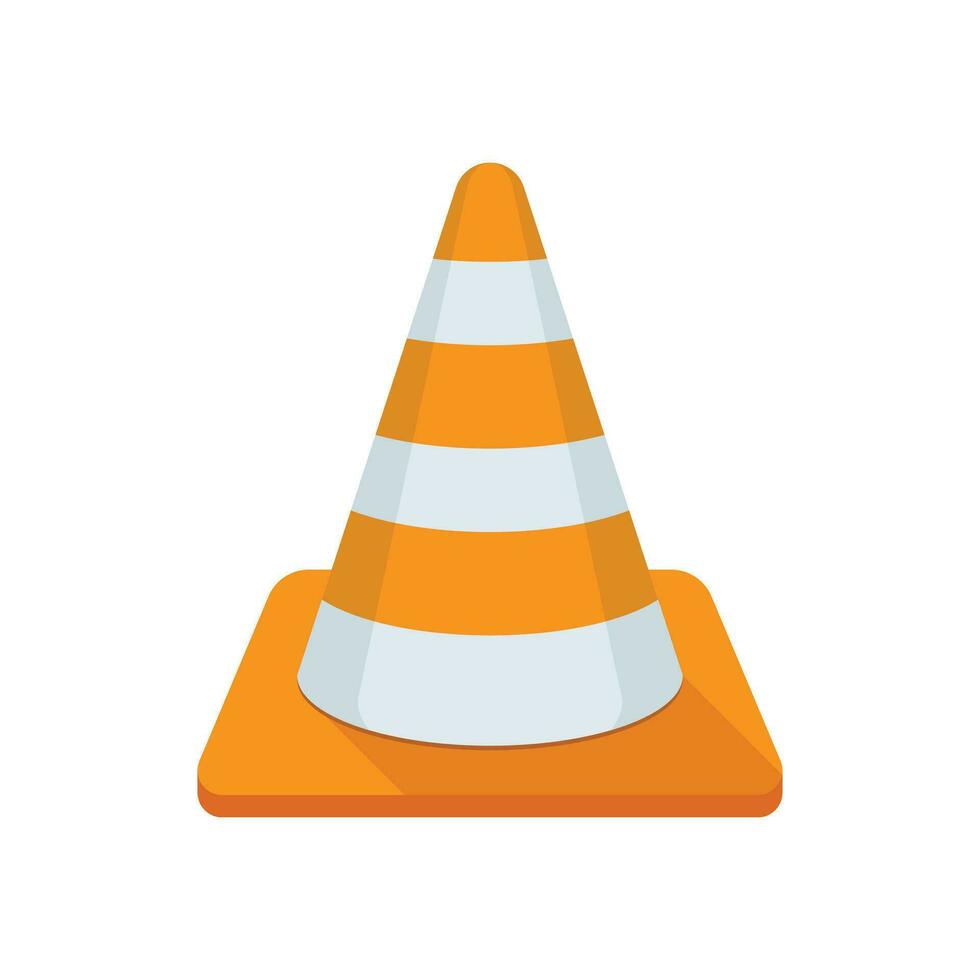 Traffic cone icon in flat style. Safety obstacle vector illustration on isolated background. Construction barrier sign business concept.