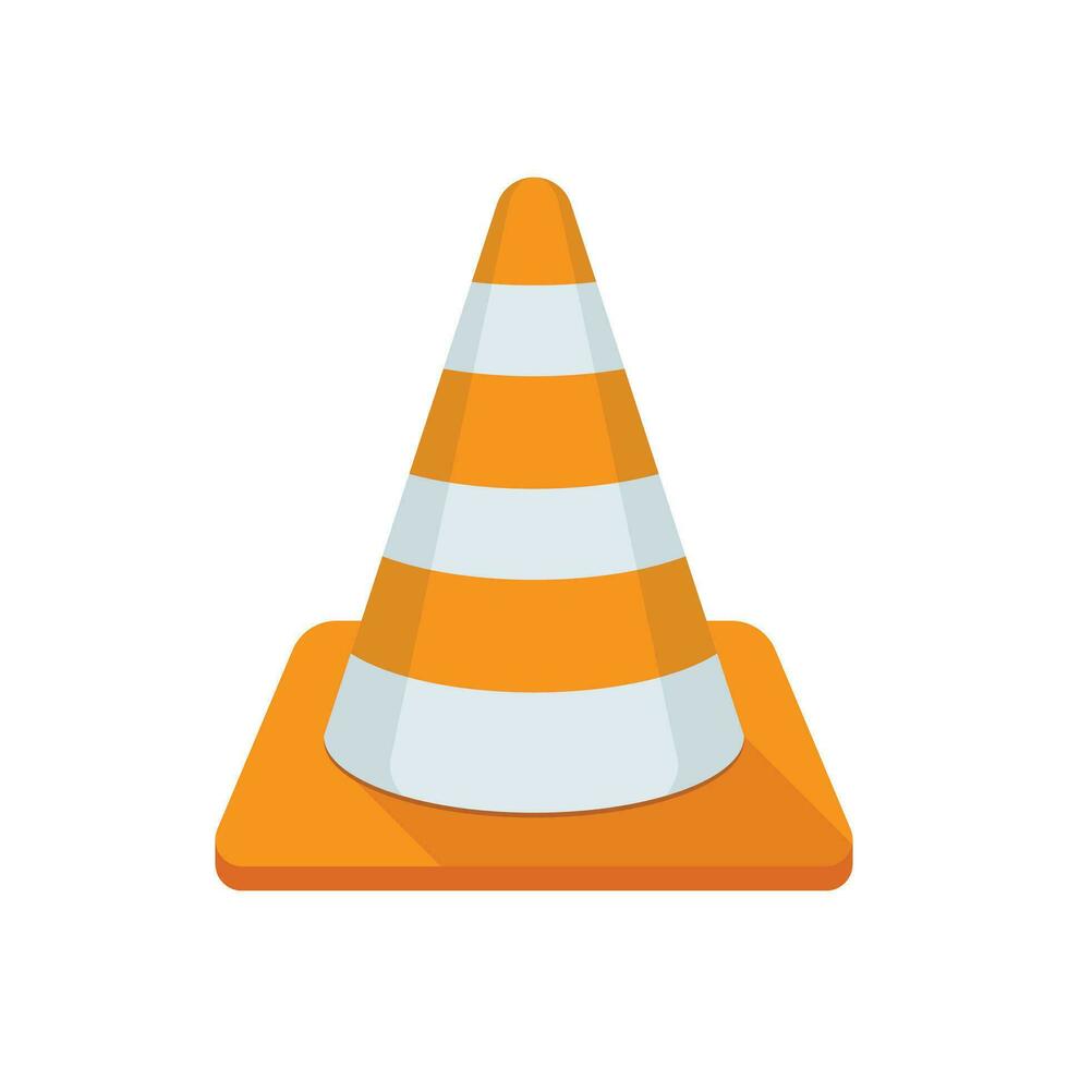 Traffic cone icon in flat style. Safety obstacle vector illustration on isolated background. Construction barrier sign business concept.