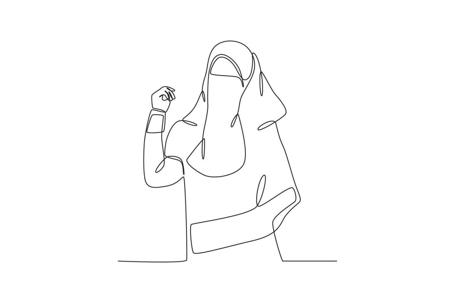 un mujer usa el niqab felizmente vector