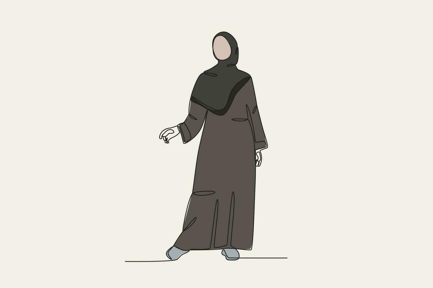 Color illustration of a woman wearing an abaya while posing vector