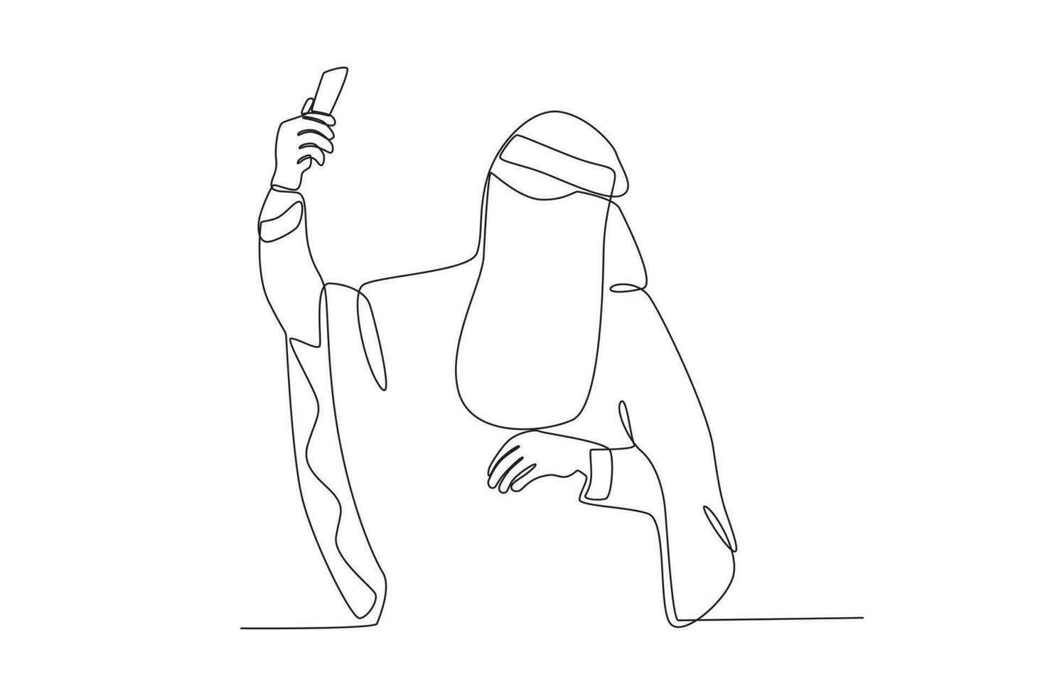 un mujer tomando un selfie vistiendo un niqab vector