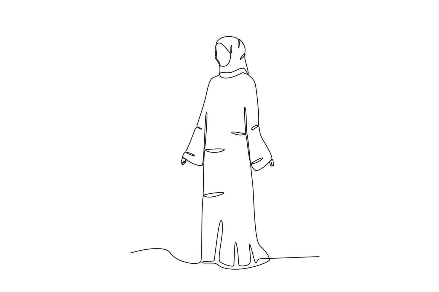 A woman wears an abaya happily vector