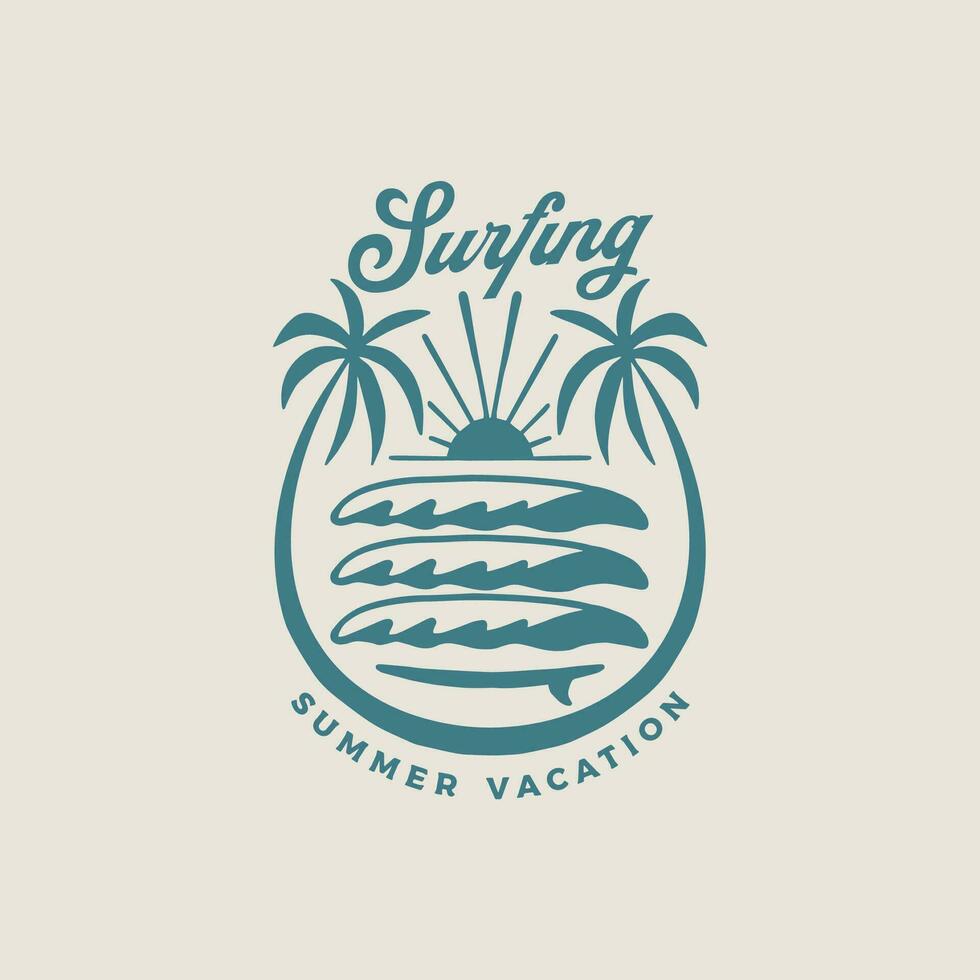 Vintage surf design template for surf club, surf shop, surf merch. vector