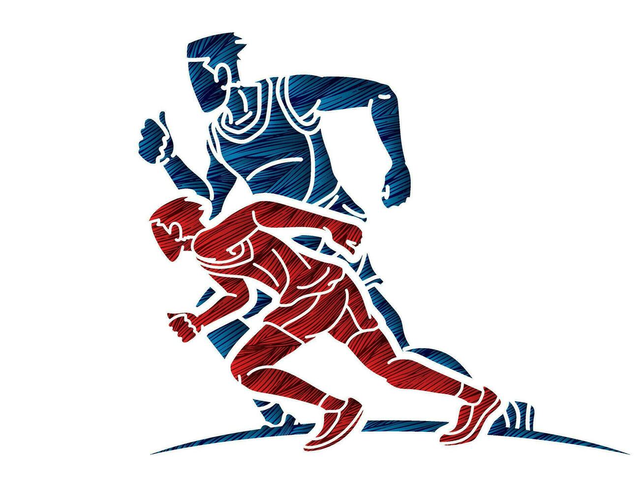 Men Runner Mix Action Marathon Running vector