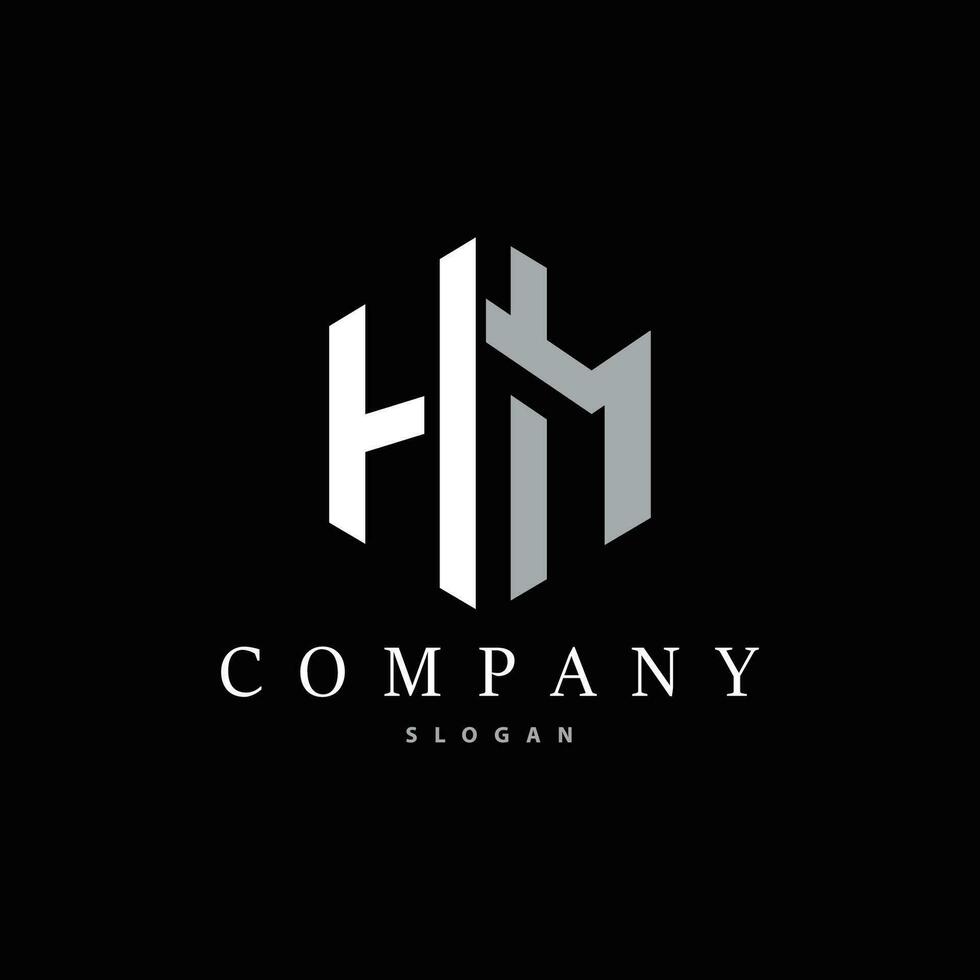 Initial HM Letter Logo, Modern and Luxury Vector Minimalist MH Logo Template