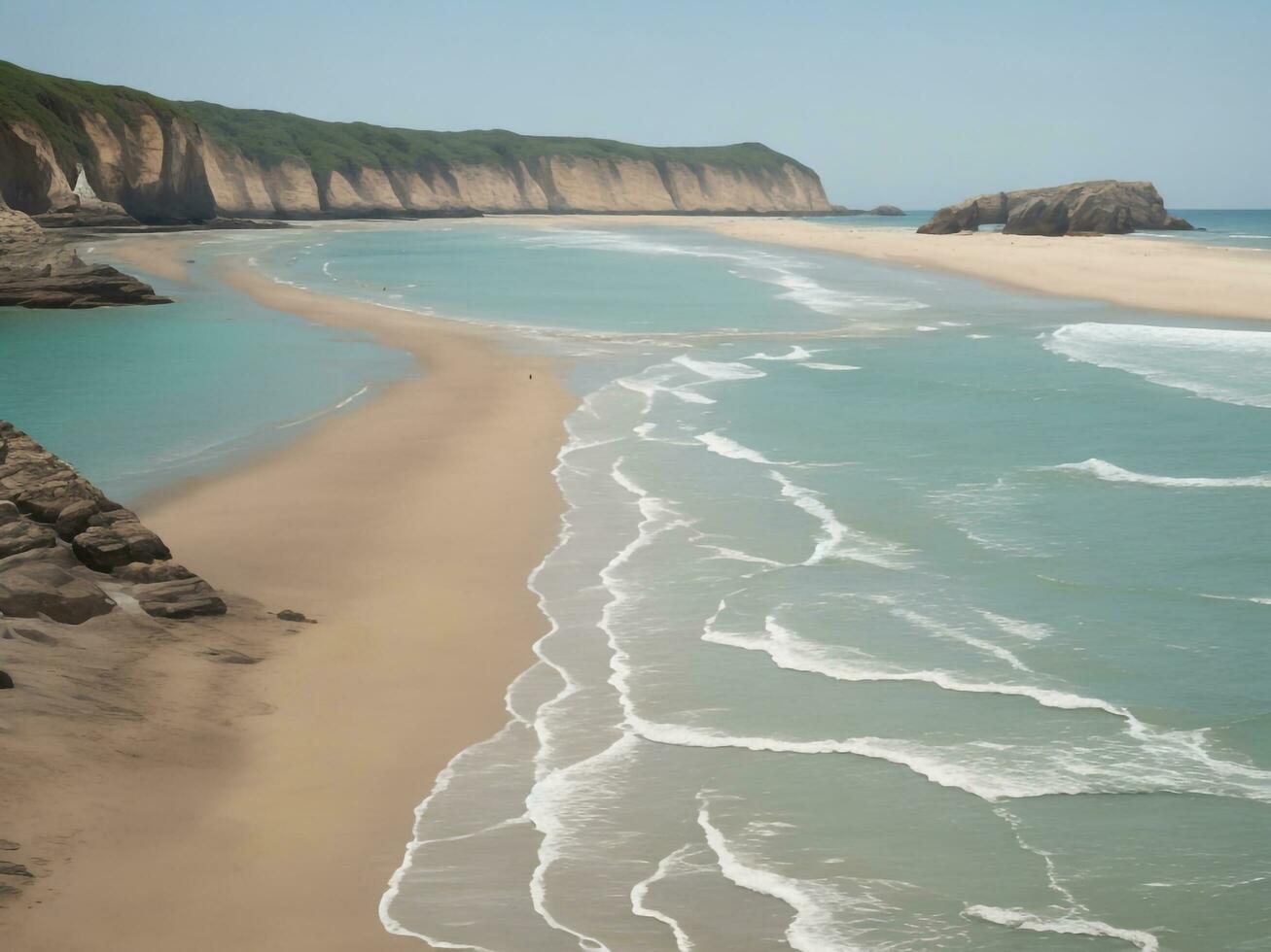 playa hermosa cerca arriba imagen ai generado foto