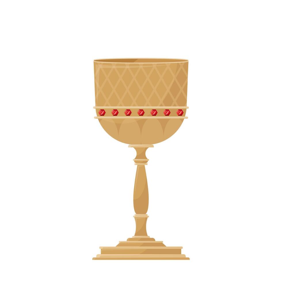 Antique gold goblet with precious stones for wine or other drinks. vector