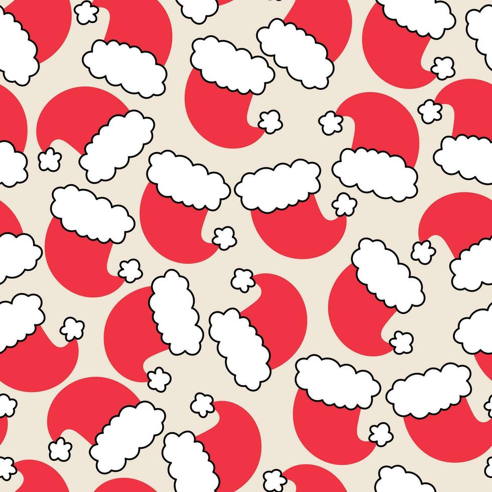 Santa Claus hat doodle seamless pattern vector