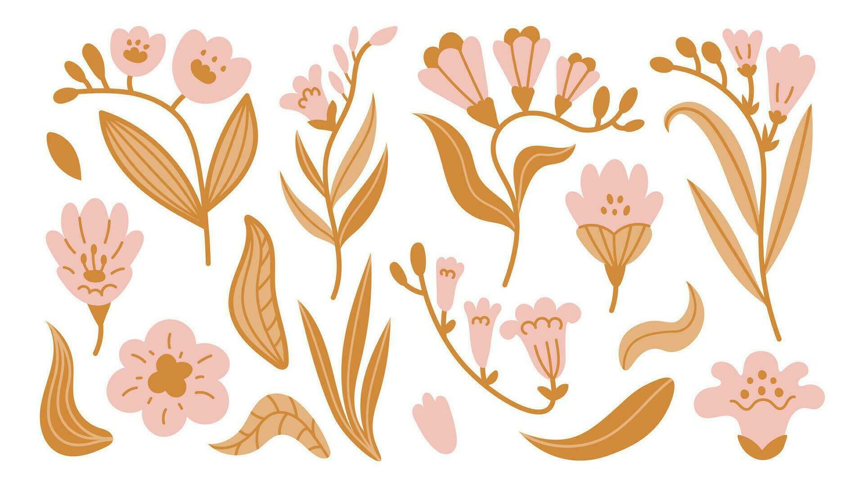 fresia dorado flores vector conjunto