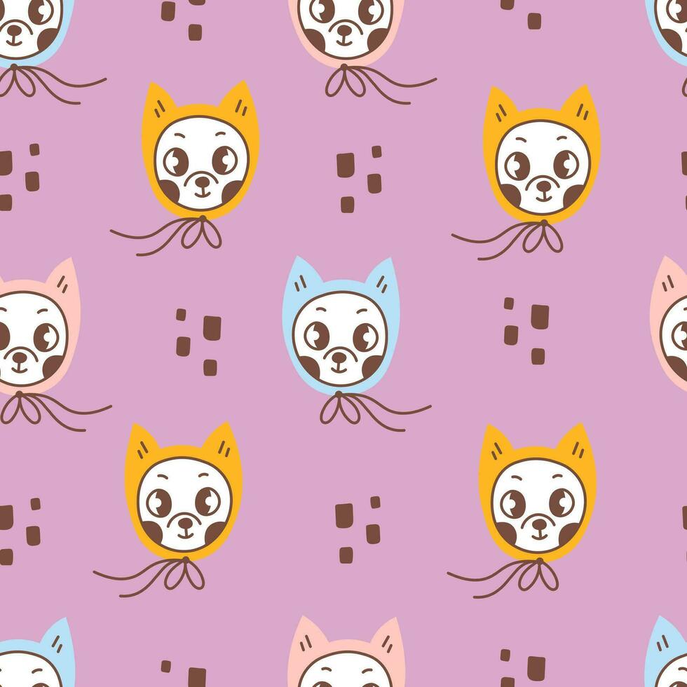 Cute Chihuahua dog pastel seamless pattern vector