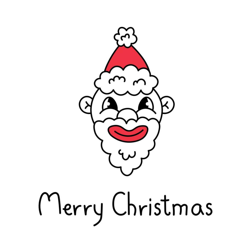 Funny Merry Christmas greeting card with Santa Claus portrait vector