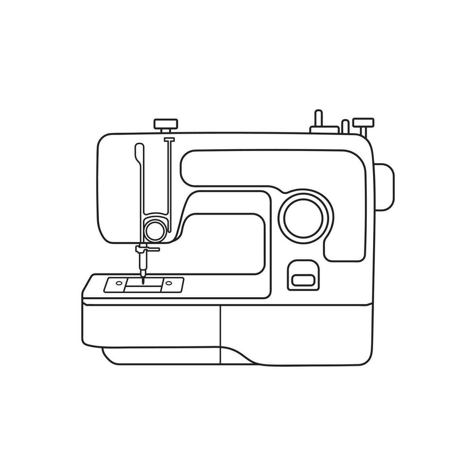 Hand drawn Kids drawing Cartoon Vector illustration sewing machine Isolated on White Background