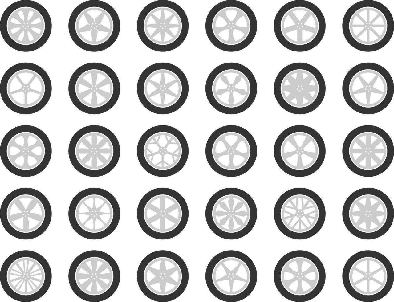 Set tires and wheels. Disc wheel car icon vector. vector