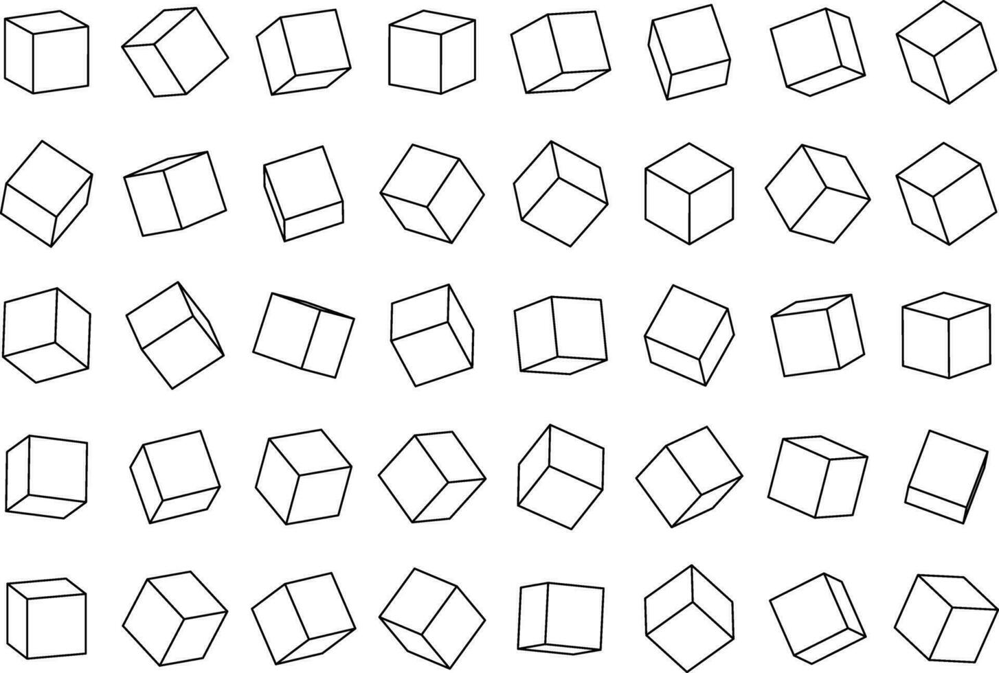 Set of cubes from contour lines in different angles view. Vector illustration
