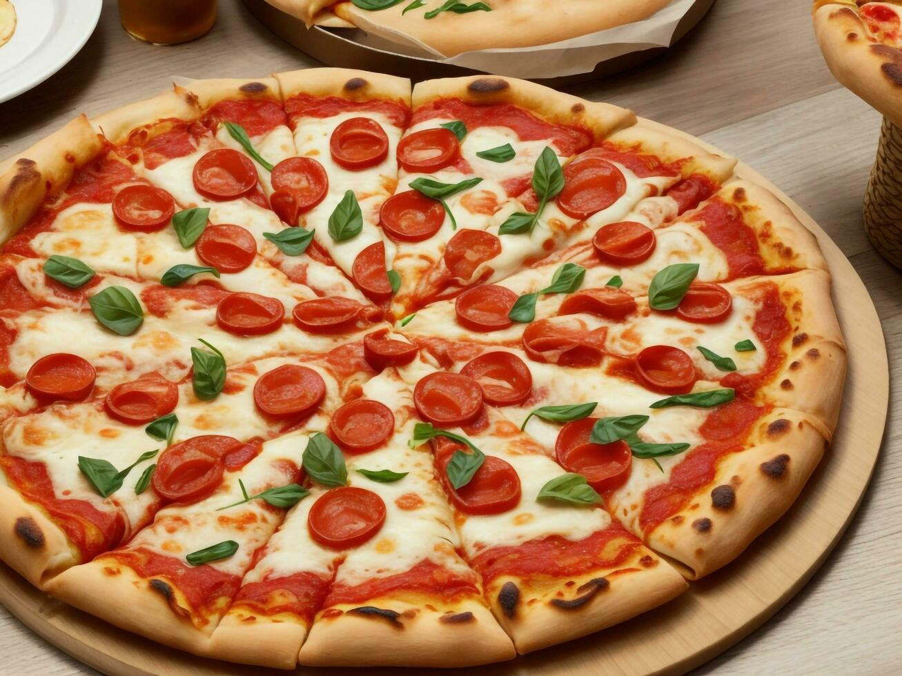 pizza beautiful close up image ai generated photo