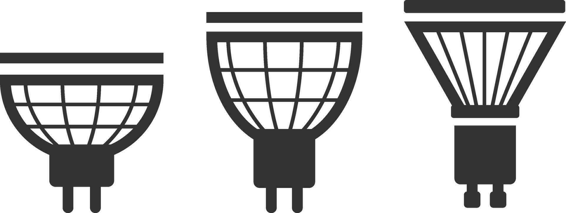 vector de icono de bombilla. concepto de logotipo de idea de bombilla. establecer lámparas electricidad iconos elemento de diseño web. silueta aislada de luces led.
