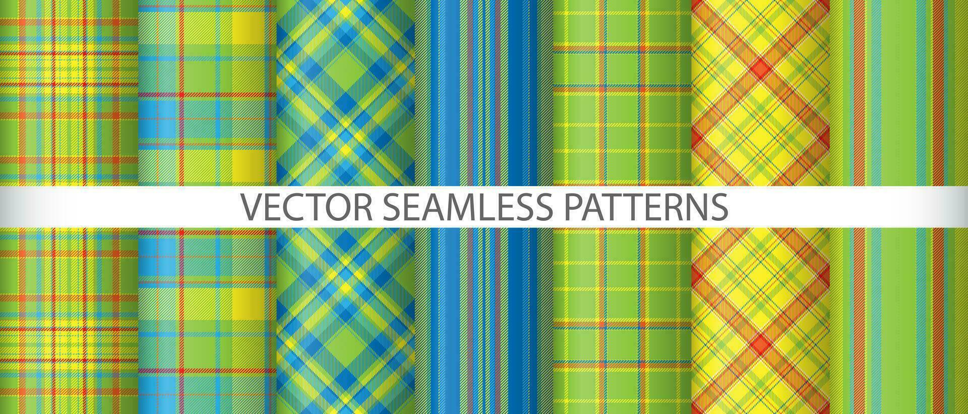 Set background textile check. Vector seamless plaid. Pattern texture fabric tartan.