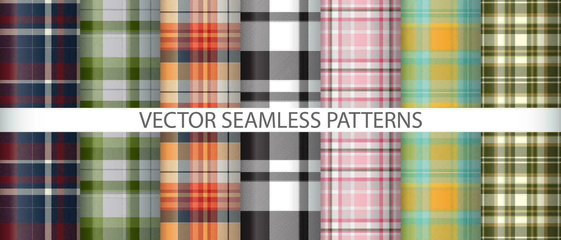 Set fabric texture textile. Background tartan vector. Seamless check pattern plaid. vector