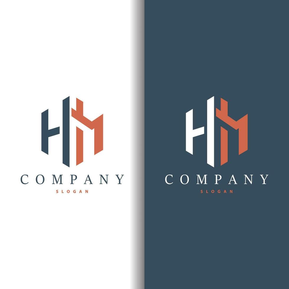 Initial HM Letter Logo, Modern and Luxury Vector Minimalist MH Logo Template