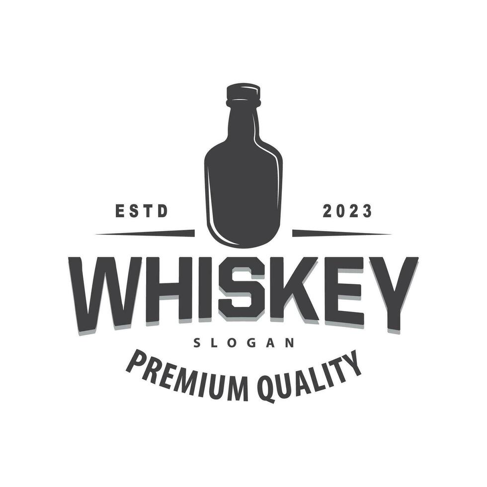 Whiskey Logo, Drink Label Design With Old Retro Vintage Ornament Illustration Premium Template vector