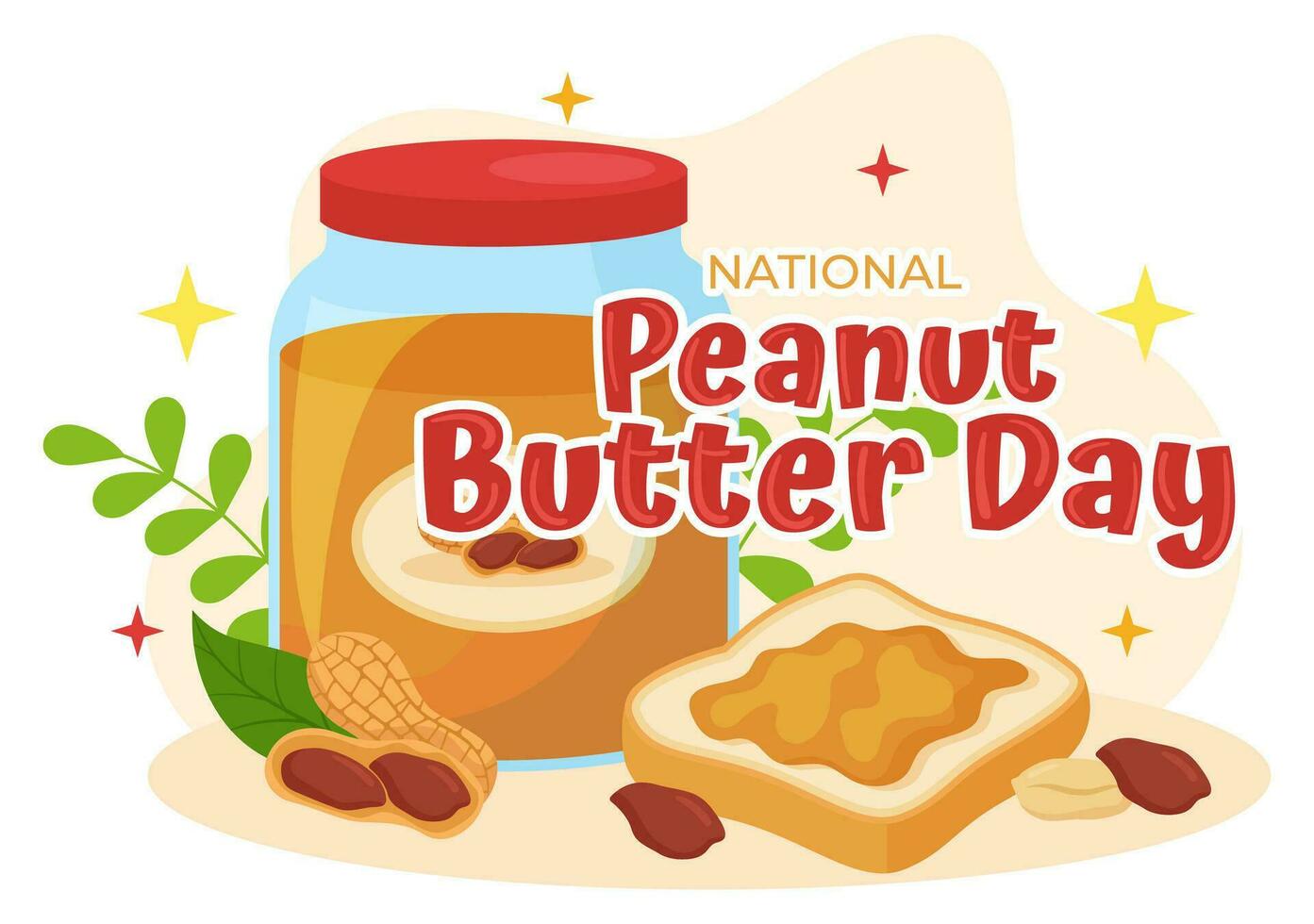 National Peanut Butter Day Vector Illustration on 24 January with Jar of Peanuts Butters for Poster or Banner in Flat Cartoon Background Design