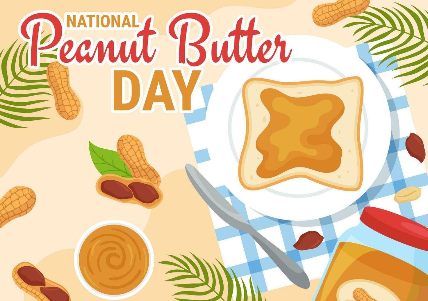nacional maní mantequilla día vector ilustración en 24 enero con tarro de miseria mantequillas para póster o bandera en plano dibujos animados antecedentes diseño