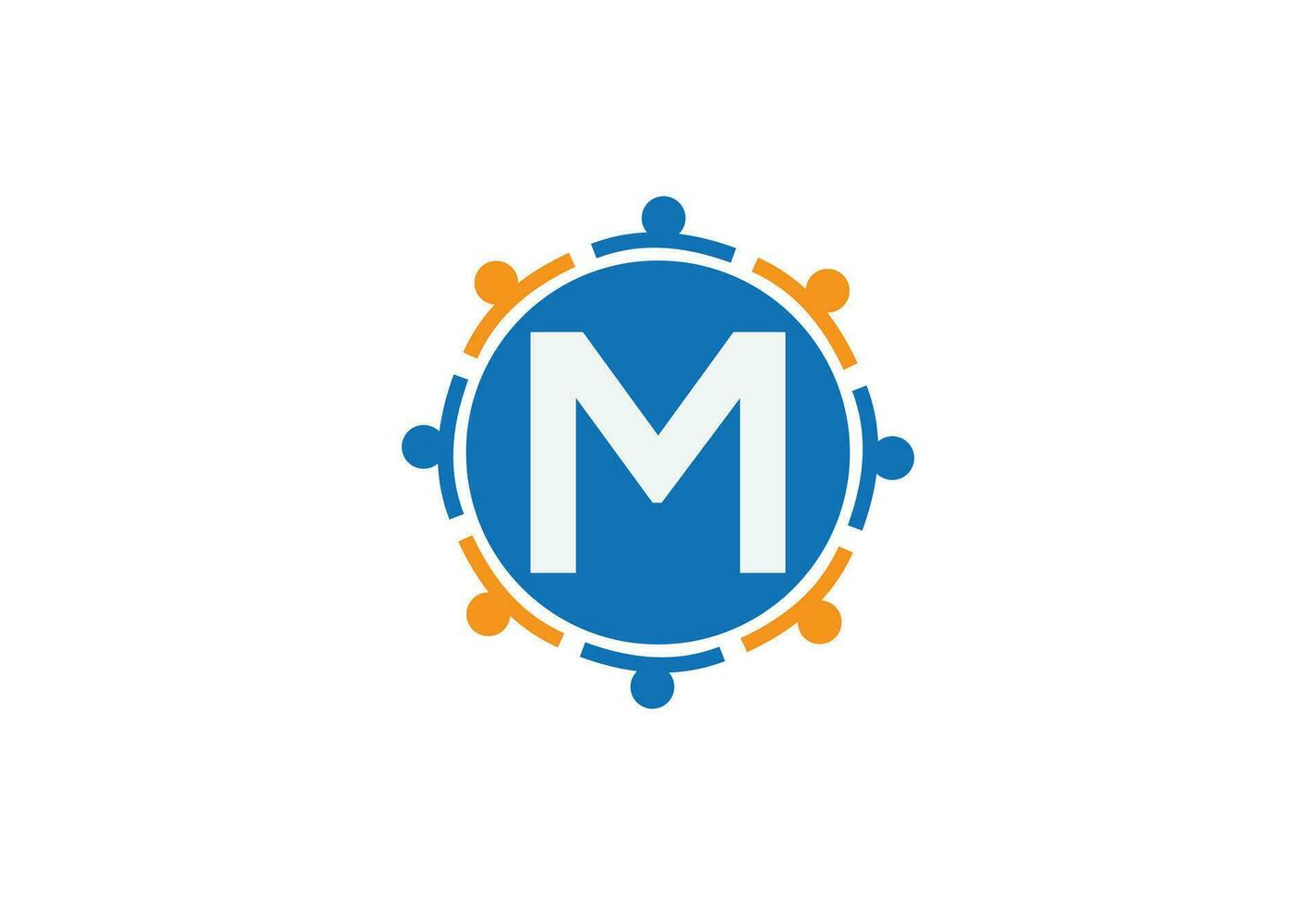 Abstract Initial Letter M Connecting People Logo. vector