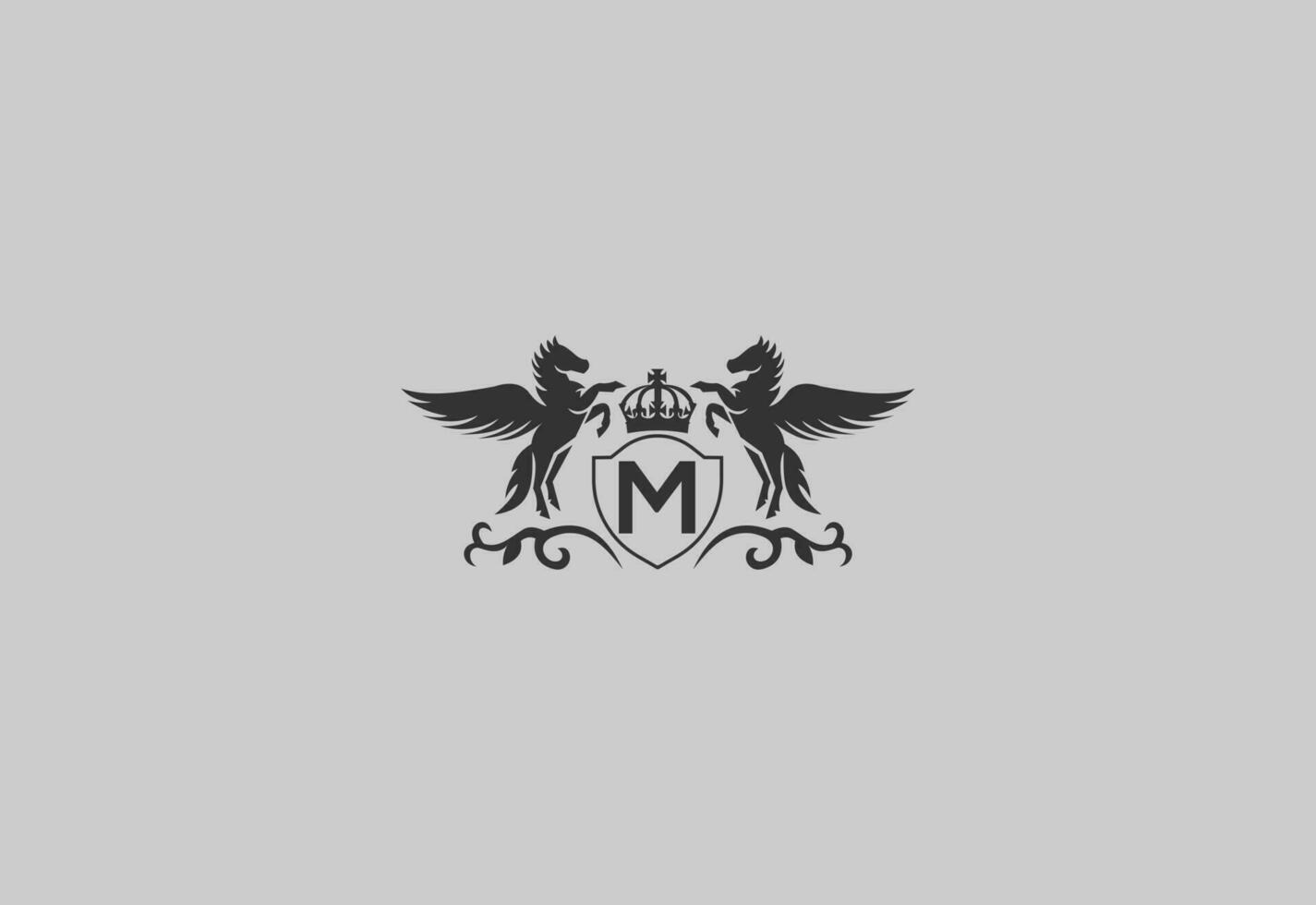 letter M and pegasus logo vector. horse logo. vector